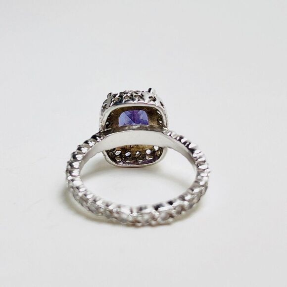 Sparkling Amethyst Sterling Silver‎ 925 Ring Size 8 Halo - Picture 8 of 10